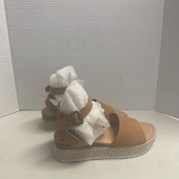 MUDD Women’s Espadrille Sandals Tan Sz 6 Ankle Strap Buckle Open Toe New No Box - Picture 8 of 9